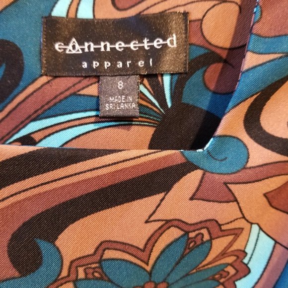 Connected Apparel Womens Brown and Blue Dress Size 8 - Picture 5 of 5